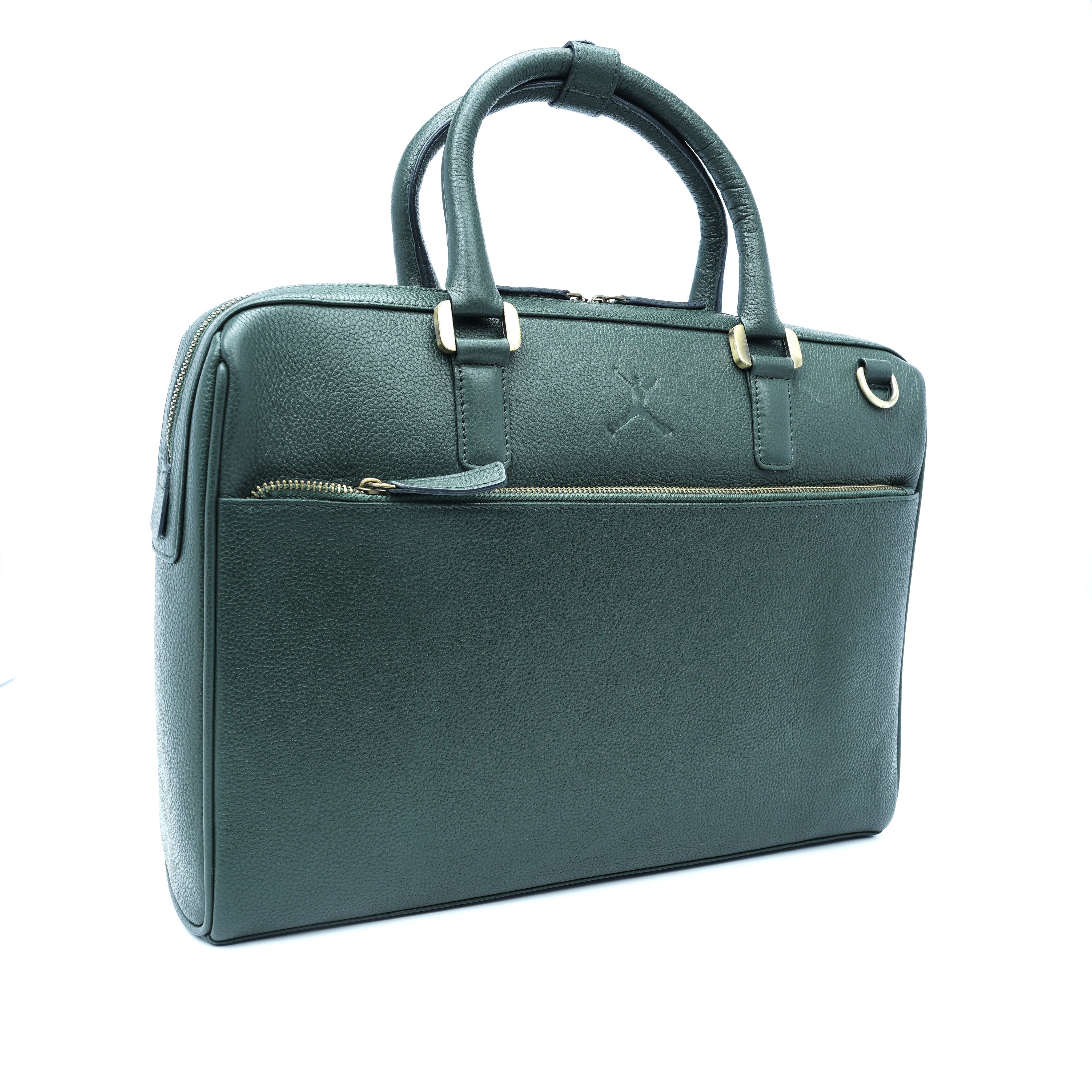 Italian Leather Executive Bag - Cadmium Green