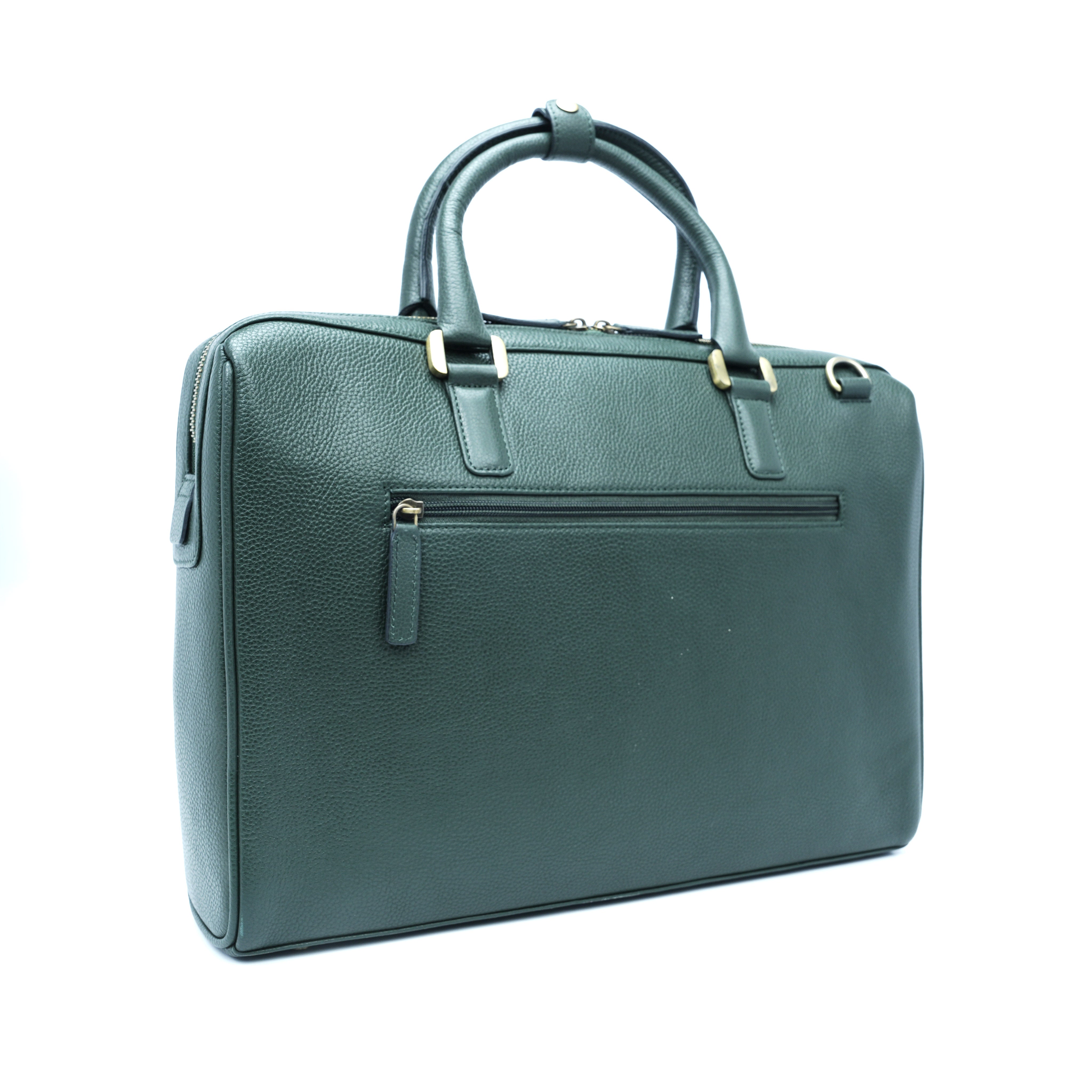 Italian Leather Executive Bag - Cadmium Green