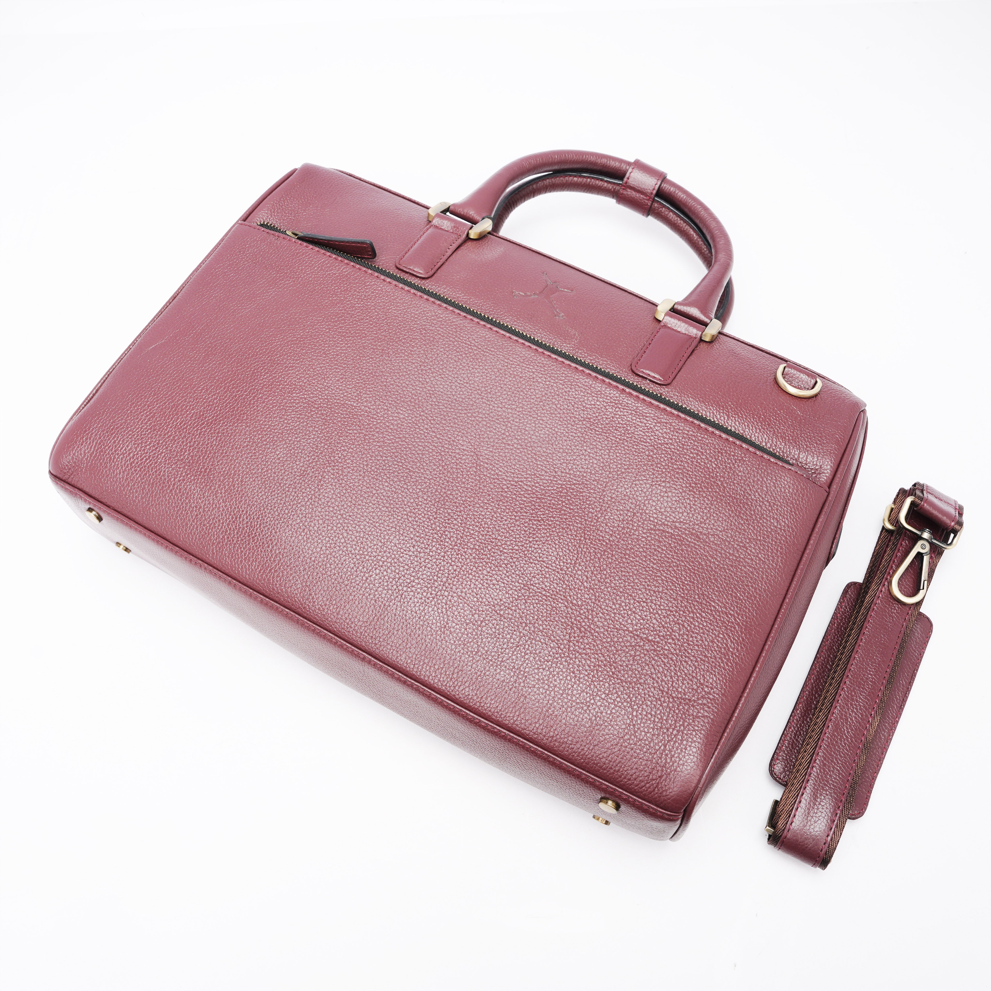 Italian Leather Executive Bag - Red Brown