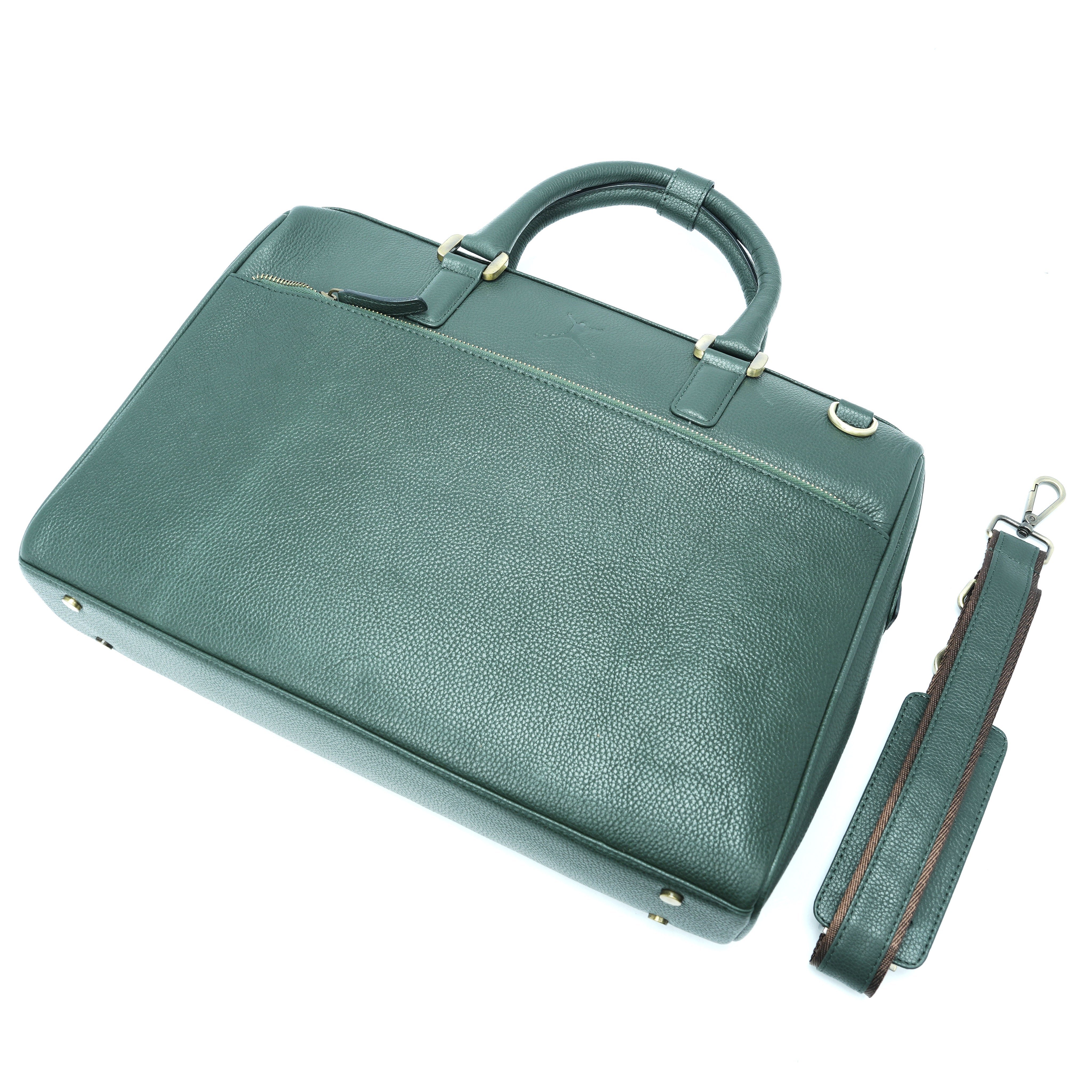 Italian Leather Executive Bag - Cadmium Green