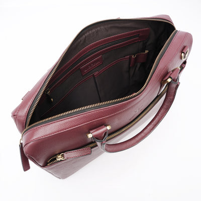 Italian Leather Executive Bag - Red Brown