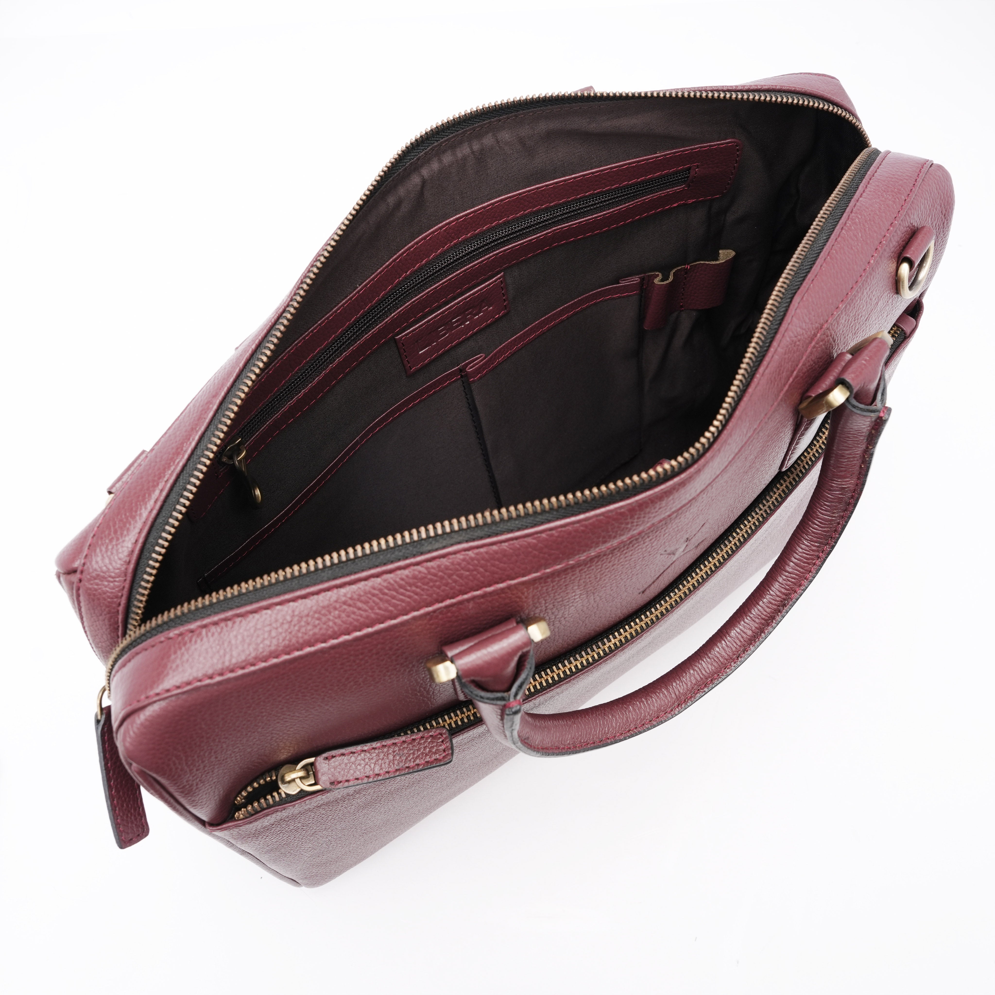 Italian Leather Executive Bag - Red Brown