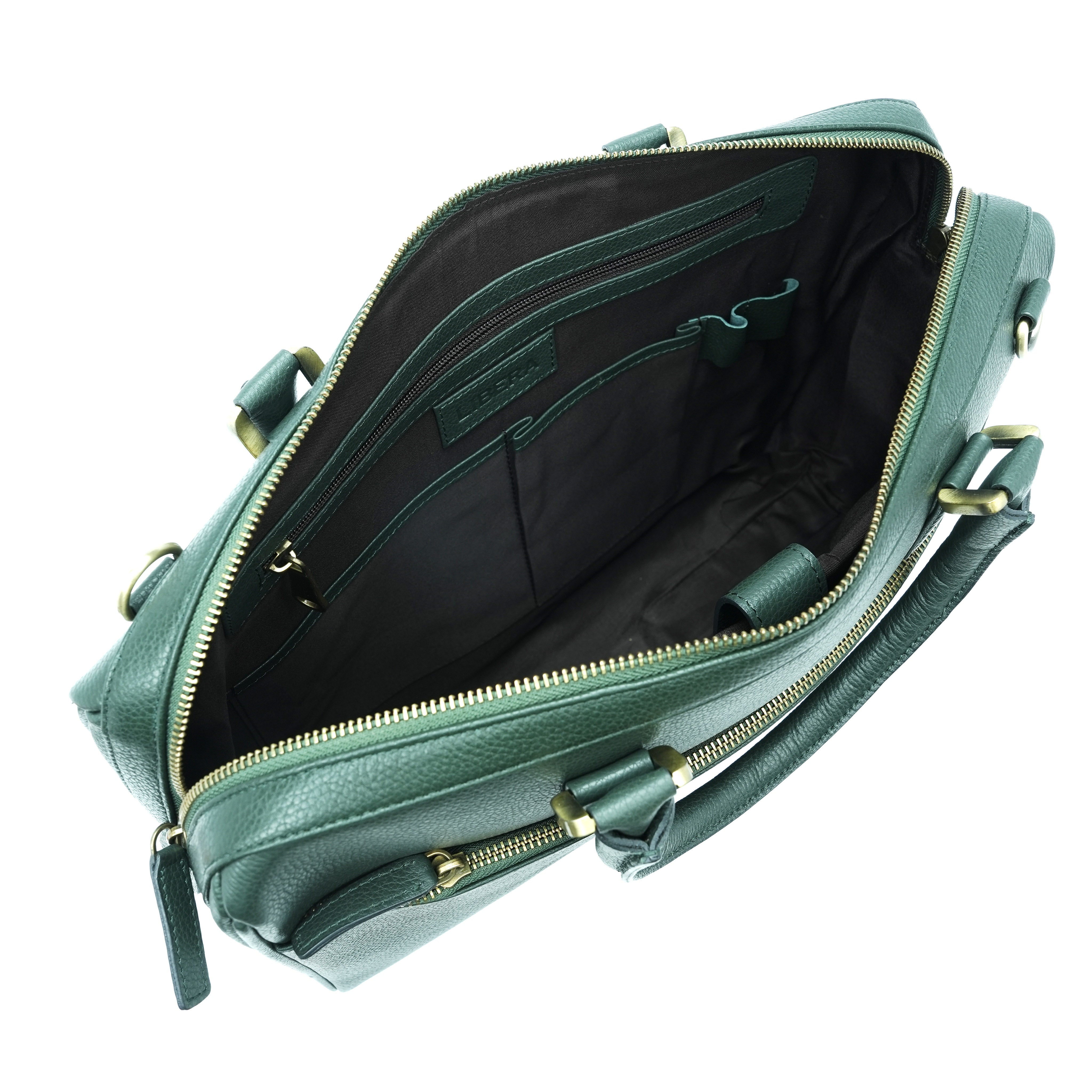 Italian Leather Executive Bag - Cadmium Green