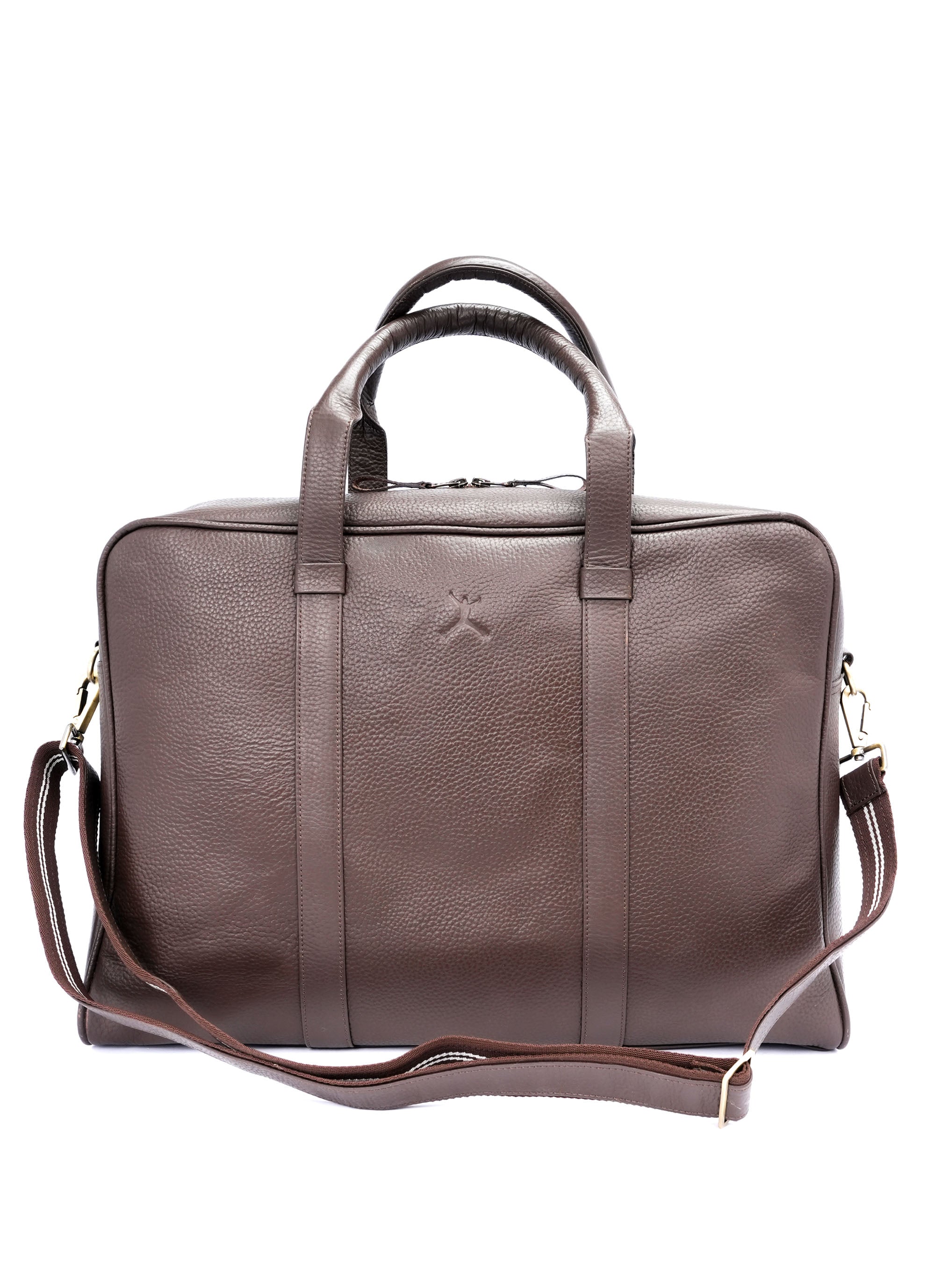 Commuter Italian Leather Duffel Bag - Brown