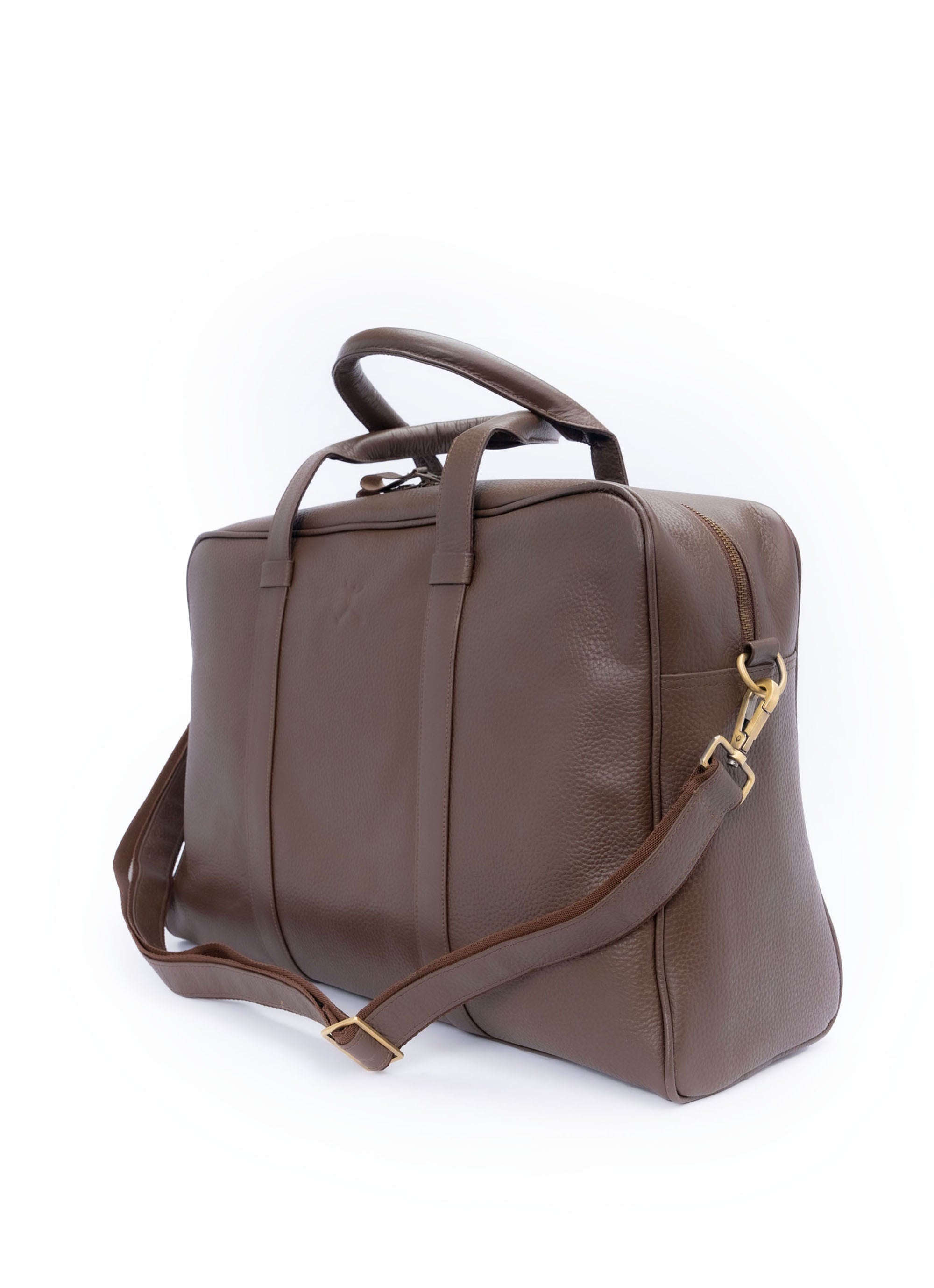 Commuter Italian Leather Duffel Bag - Brown