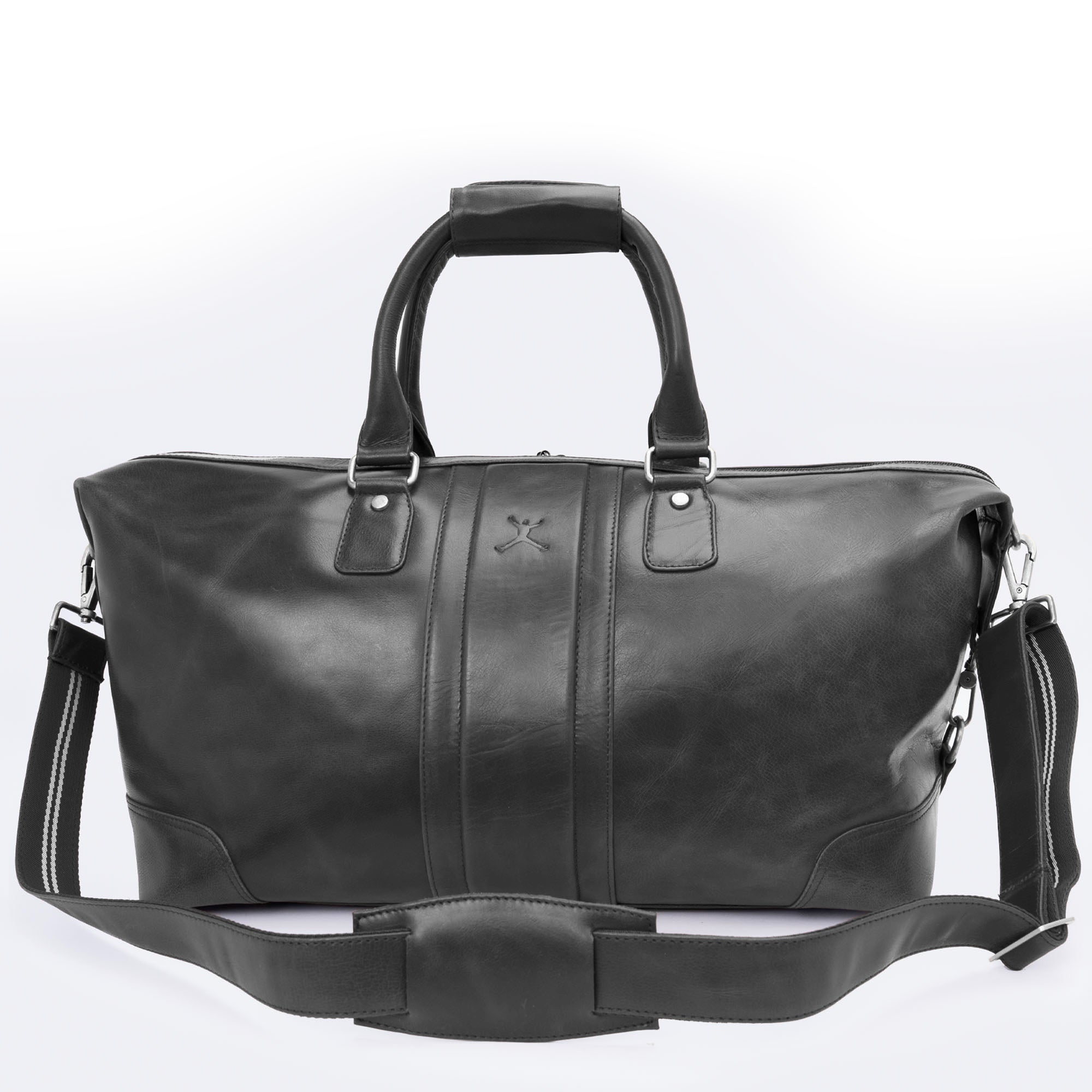 Commuter Italian Leather Duffel Bag - Black
