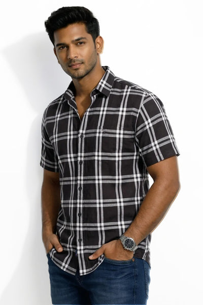 Slim Fit Cotton Checks S/S Shirt