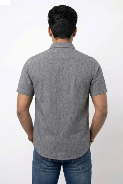 Slim Fit Cotton Linen Plain S/S Shirt