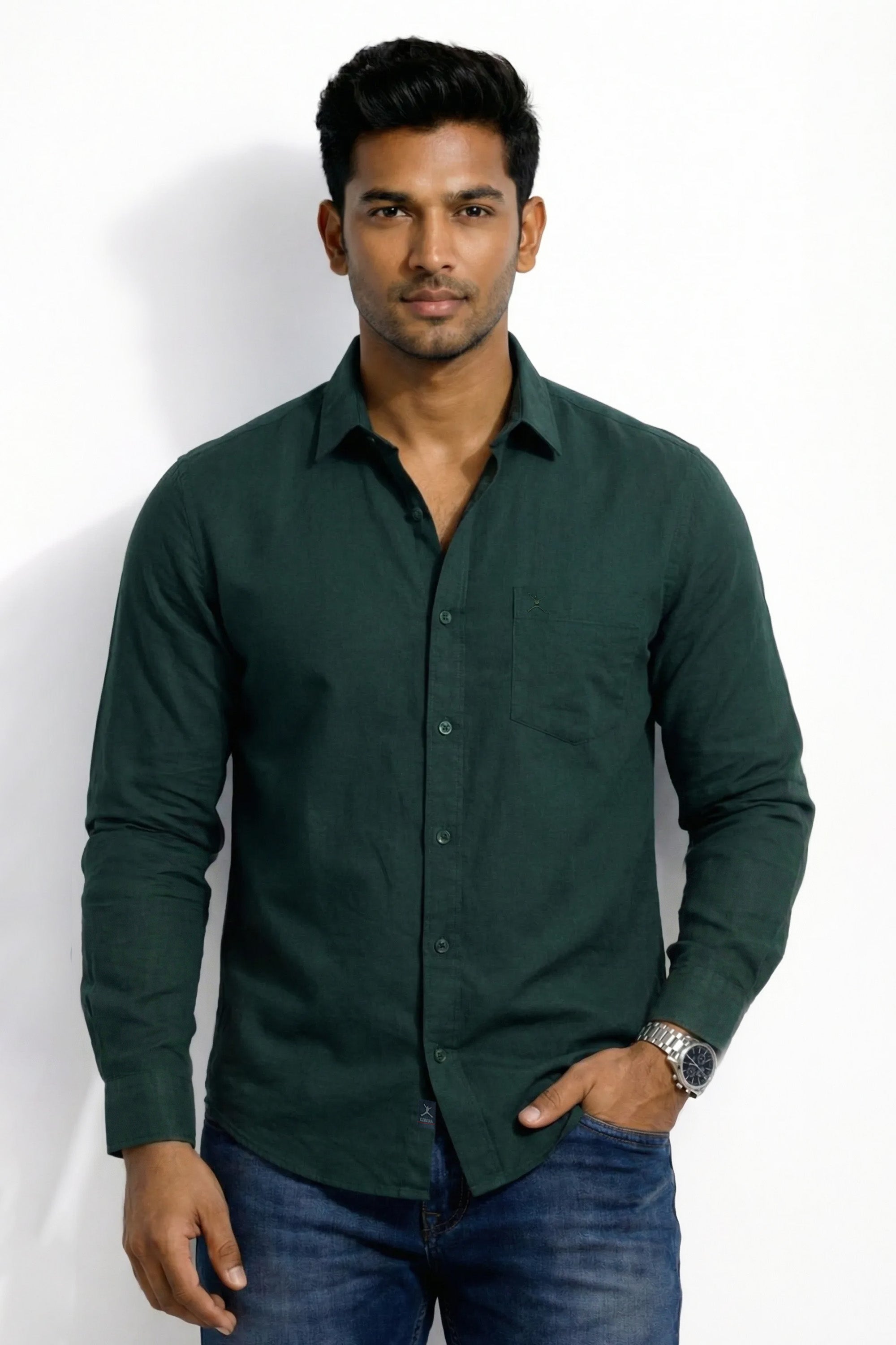Slim Fit Cotton Linen L/S Shirt