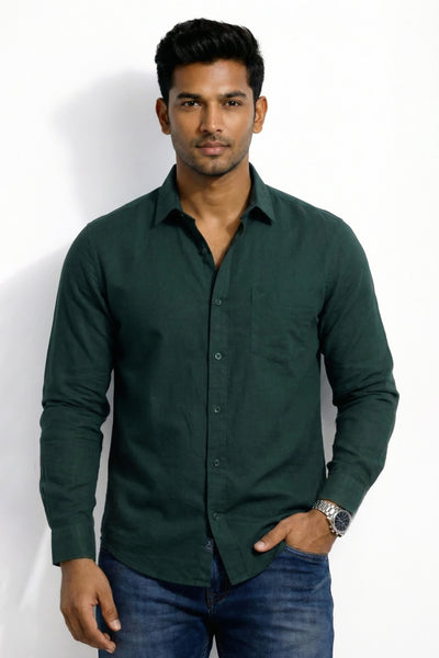 Slim Fit Cotton Linen L/S Shirt