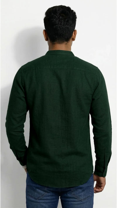 Slim Fit Cotton Plain L/S Half Kurta