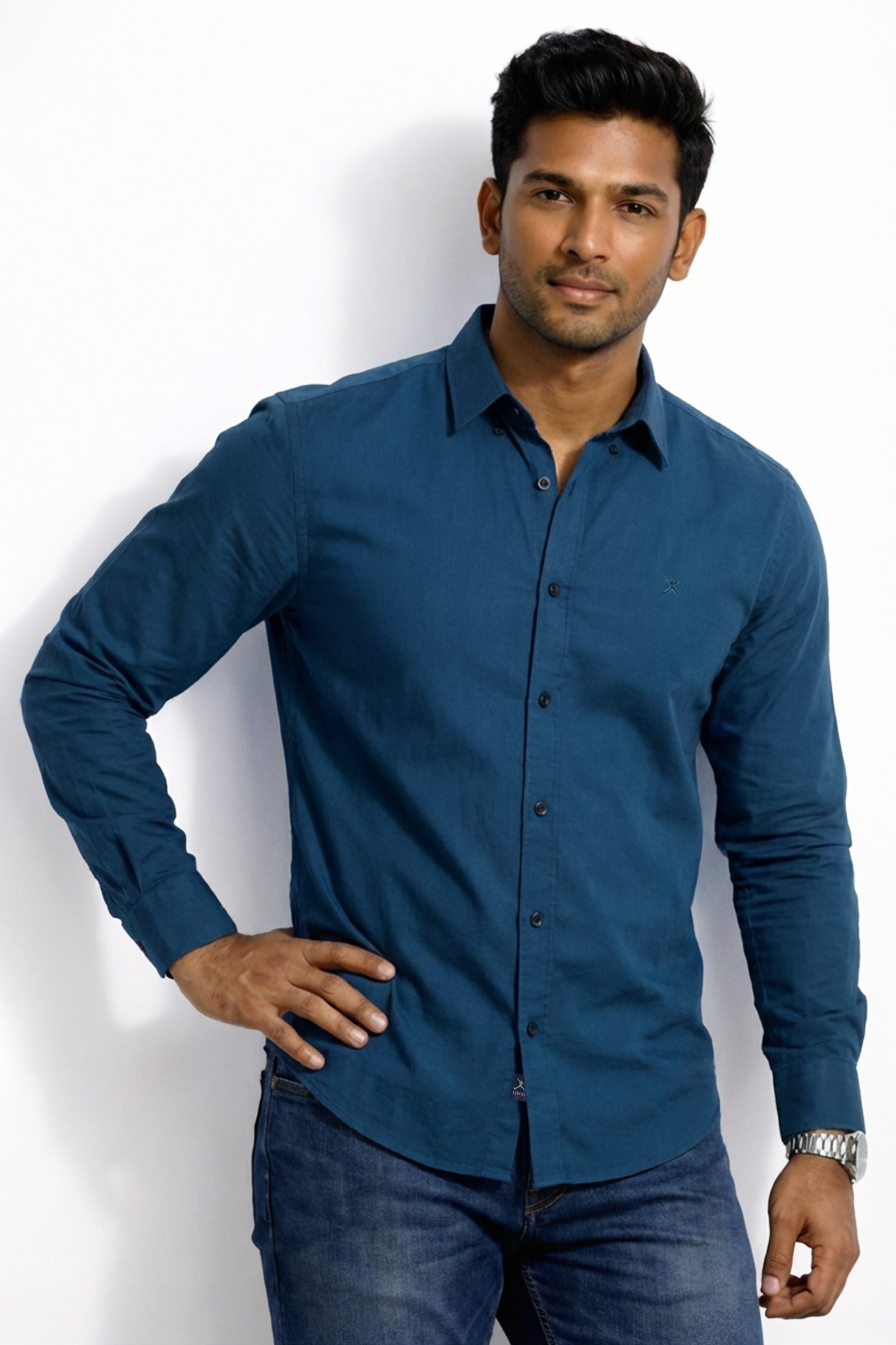 Slim Fit Cotton Plain L/S Shirt