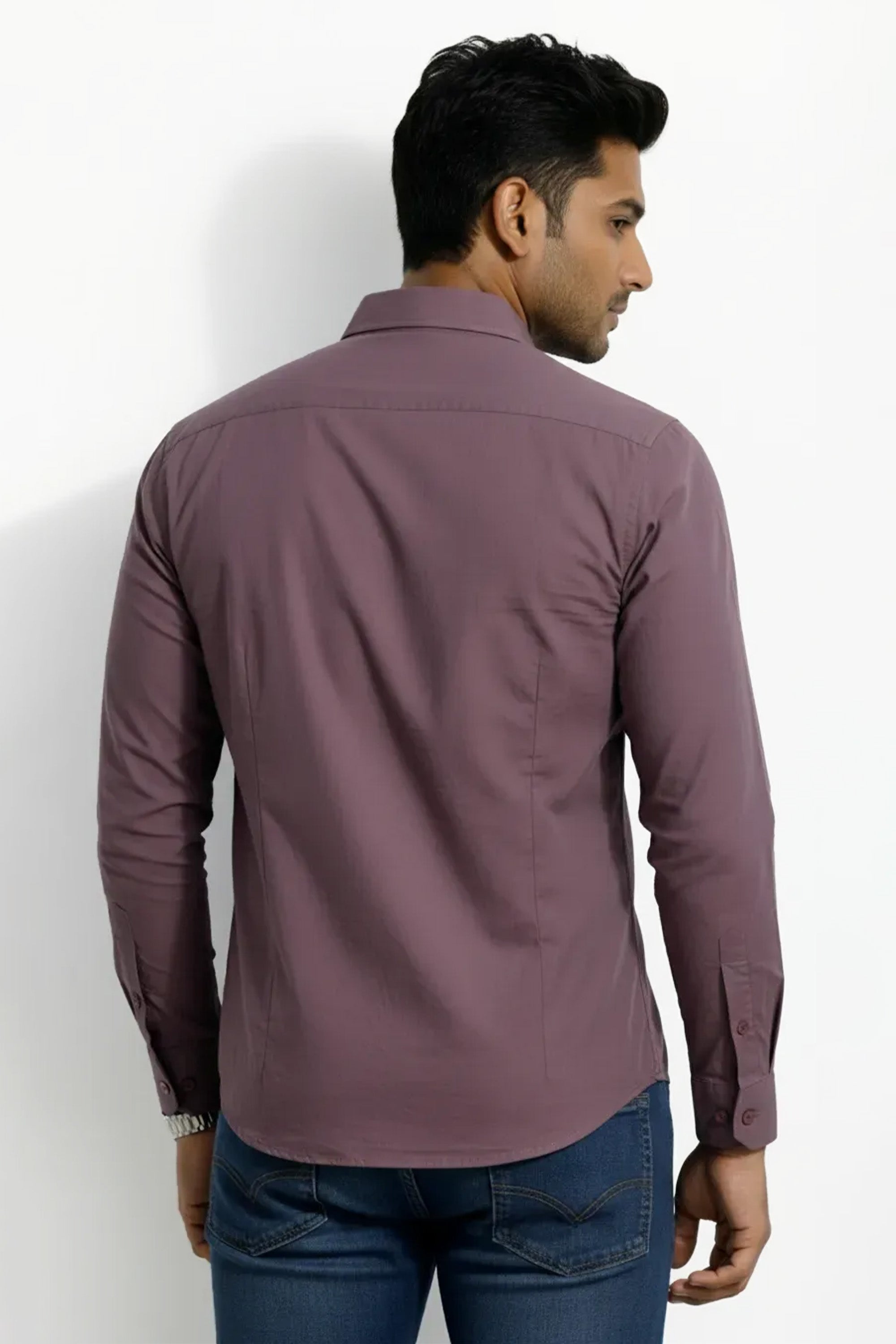 Slim Fit Cotton Plain L/S Shirt