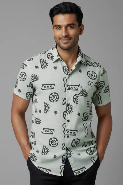 Slim Fit Floral Printed S/S Shirt