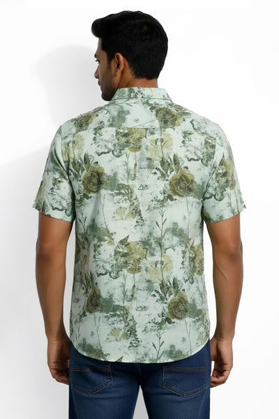 Slim Fit Cotton Printed S/S Shirt