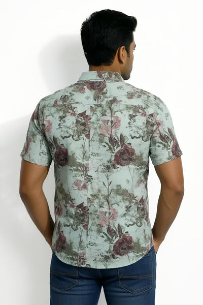 Slim Fit Cotton Printed S/S Shirt