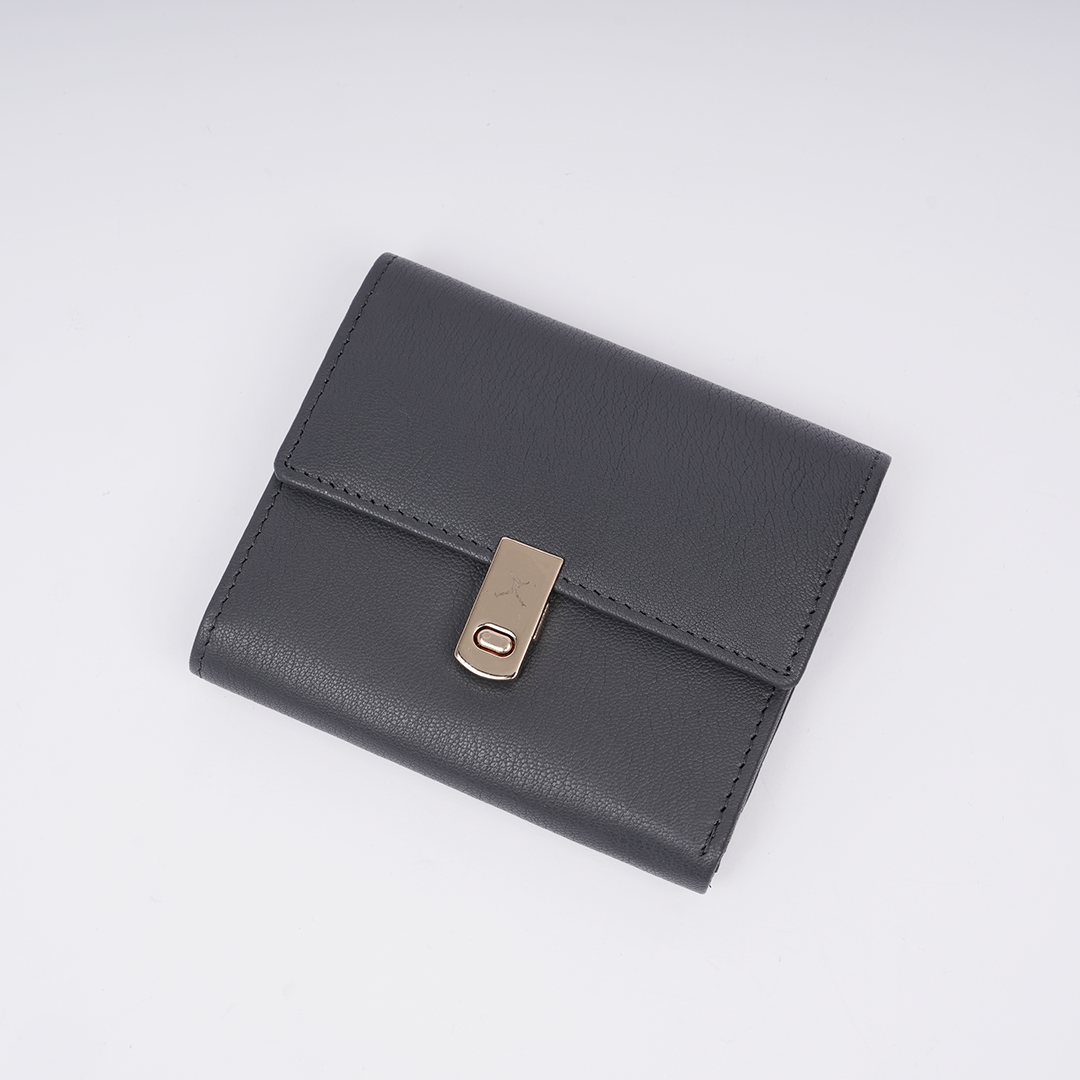 Italian Leather Ladies Wallet - Gray
