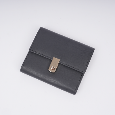 Italian Leather Ladies Wallet - Gray
