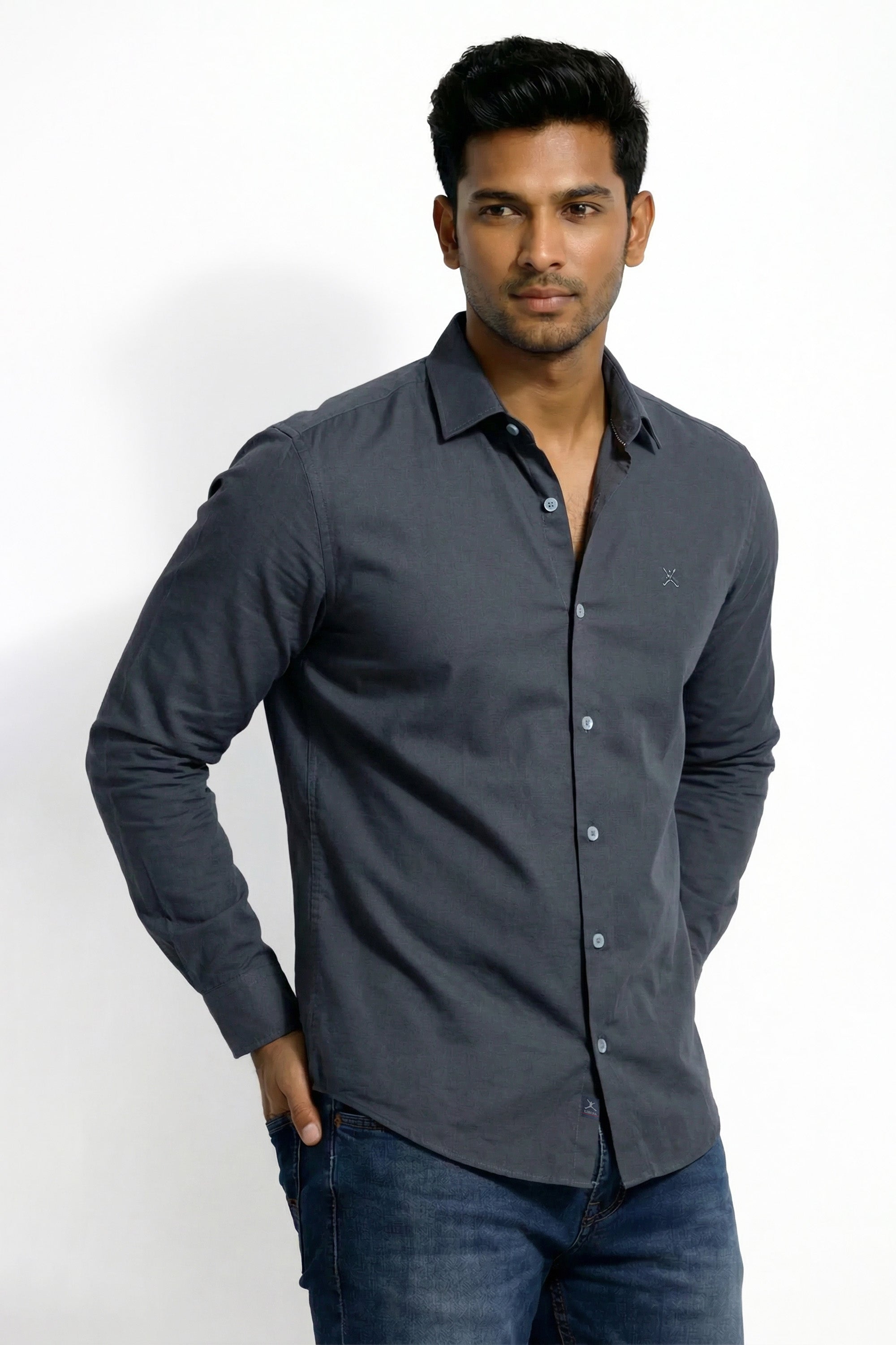 Slim Fit Cotton Plain L/S Shirt