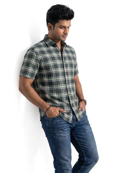 Slim Fit Cotton Checks S/S Shirt