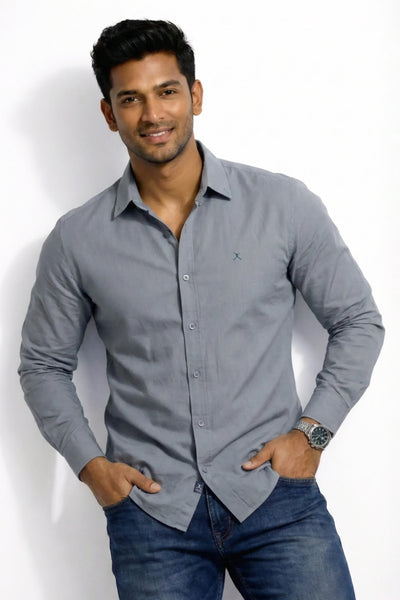 Slim Fit Cotton Plain L/S Shirt
