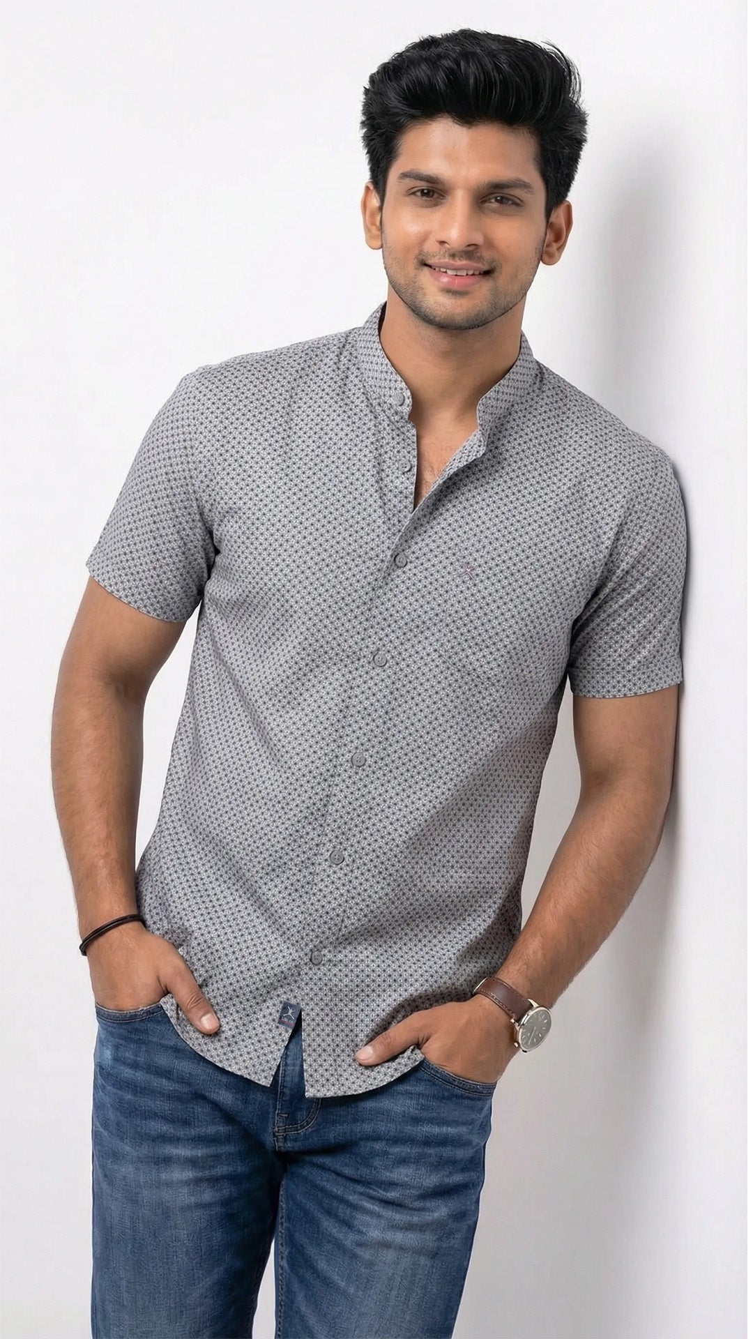 Slim Fit Cotton Printed S/S Shirt