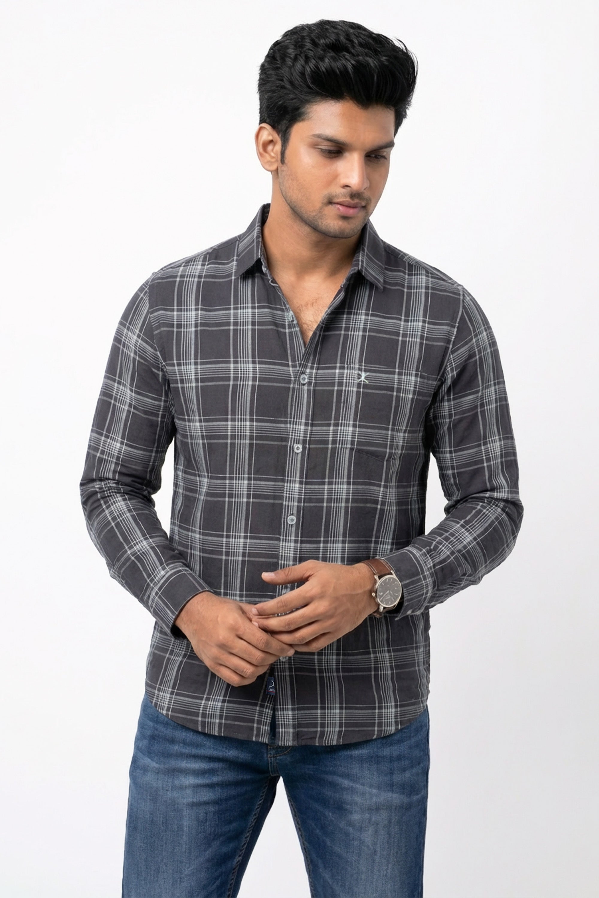 Slim Fit Cotton Check L/S Shirt