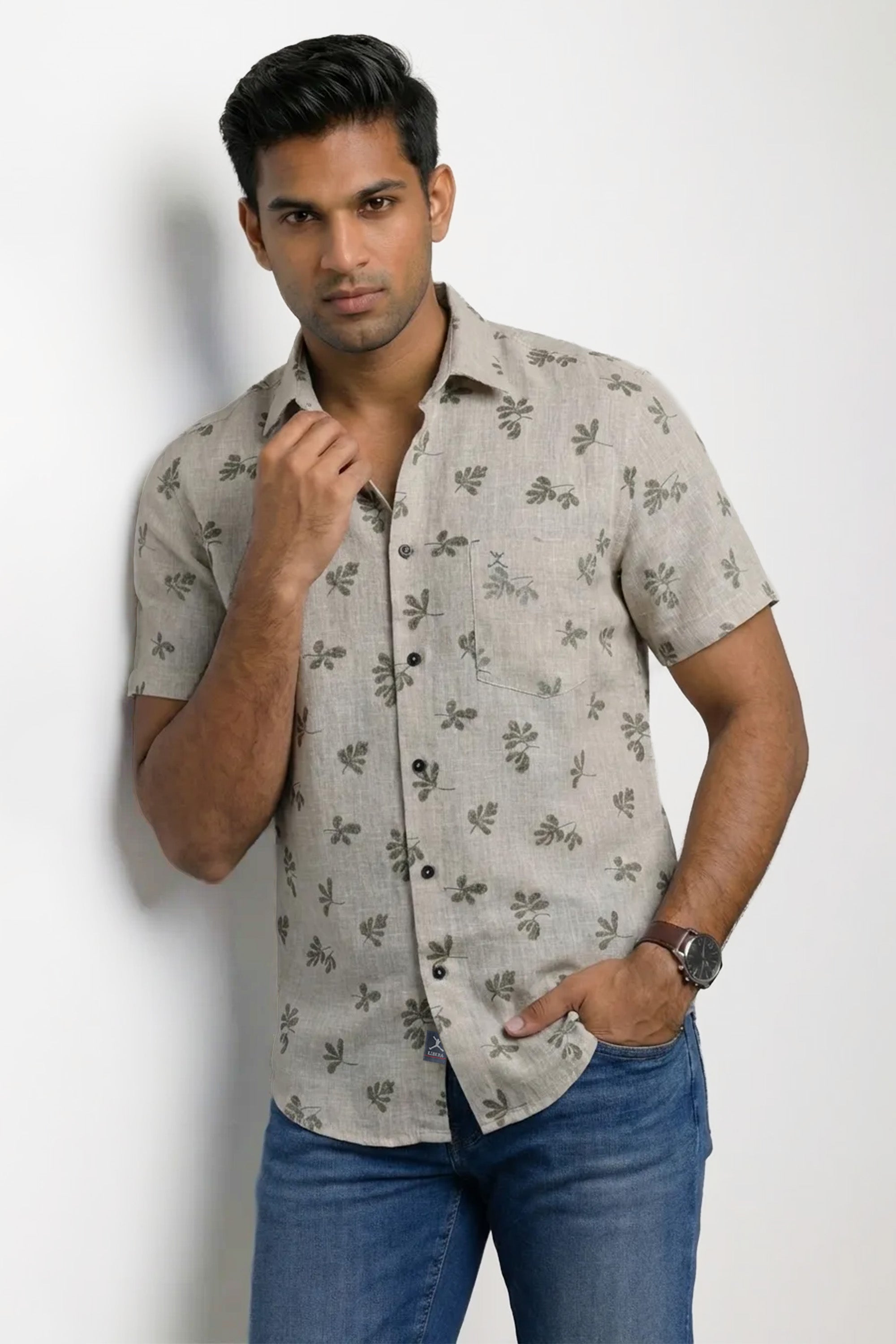 Slim Fit Cotton Printed S/S Shirt