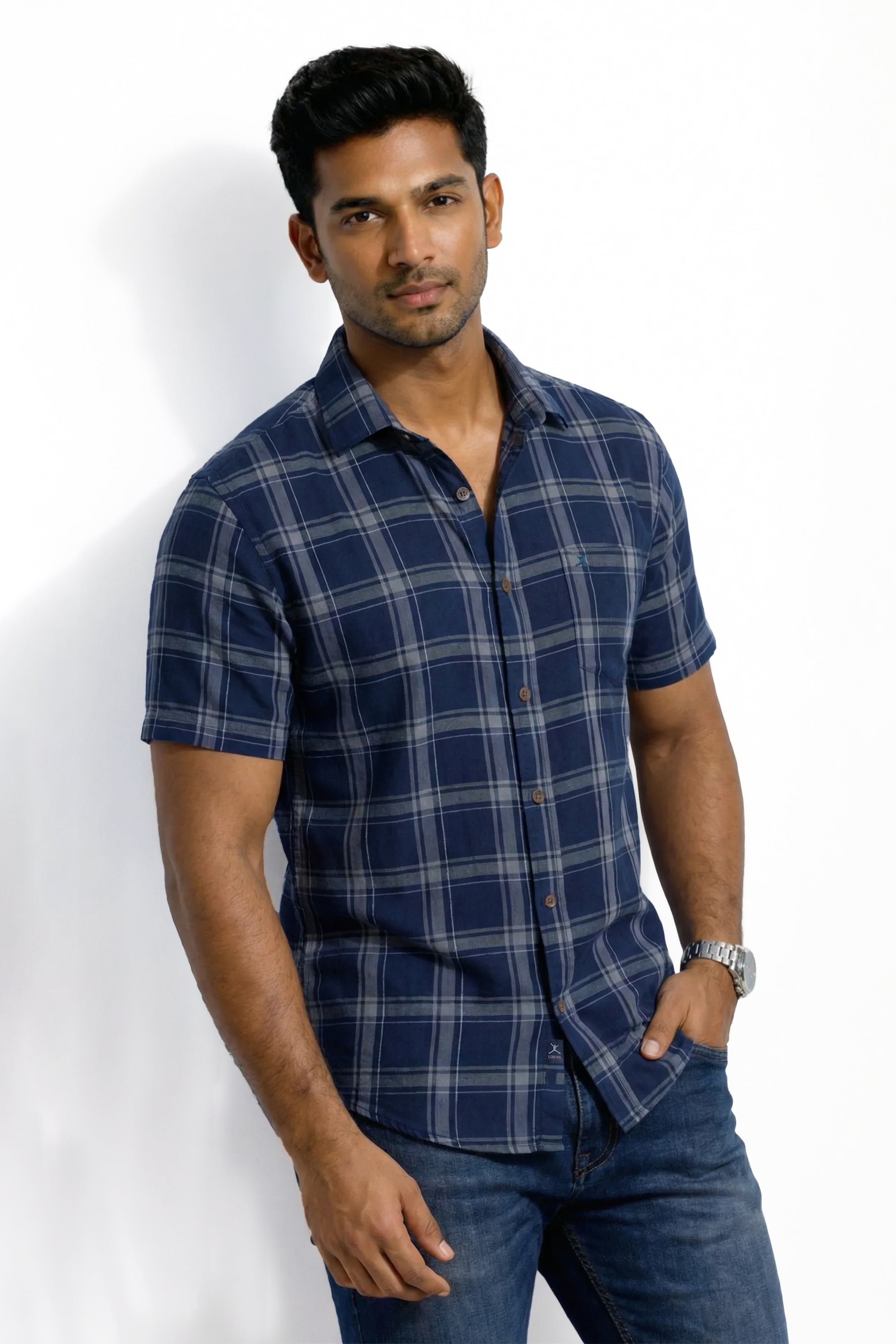 Slim Fit Cotton Checks S/S Shirt