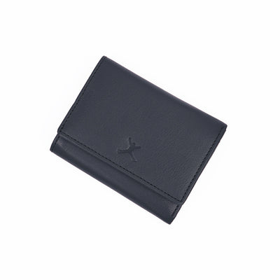 Italian Leather Ladies Tri Fold Wallet - Gray