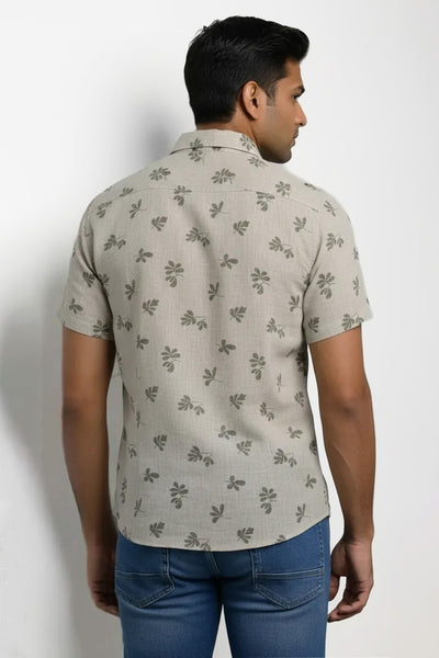 Slim Fit Cotton Printed S/S Shirt