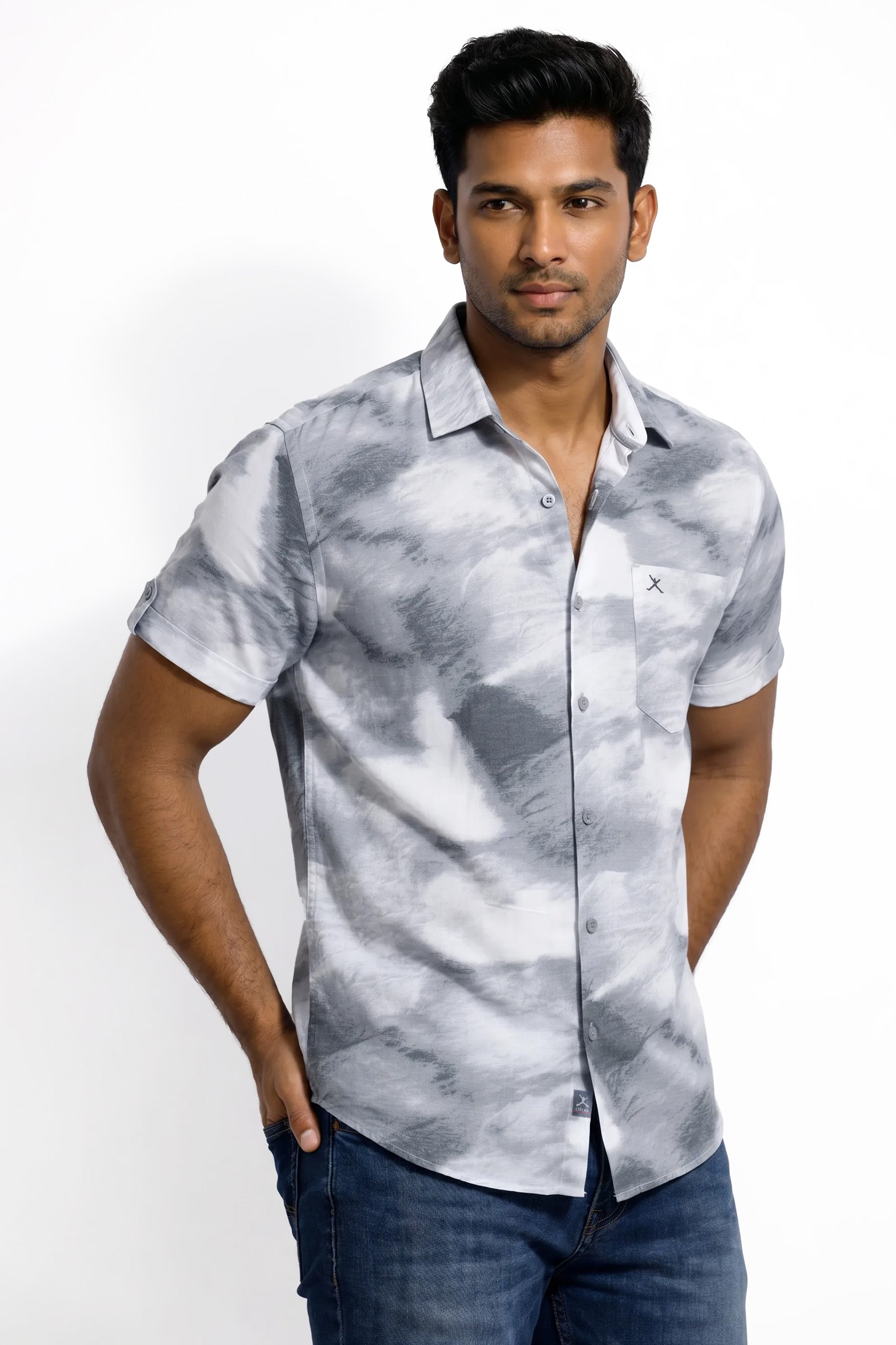 Slim Fit Cotton Printed S/S Shirt