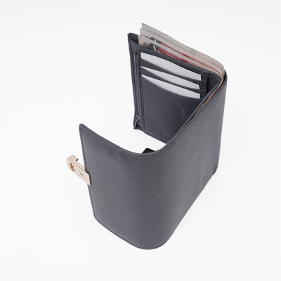 Italian Leather Ladies Wallet - Gray