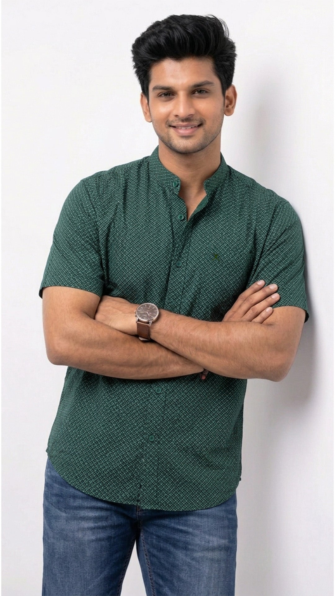 Slim Fit Cotton Printed S/S Shirt