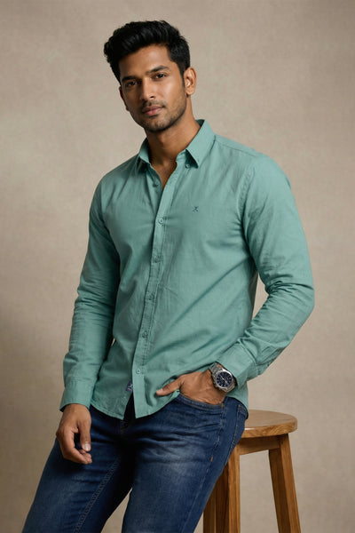 Slim Fit Cotton Plain L/S Shirt
