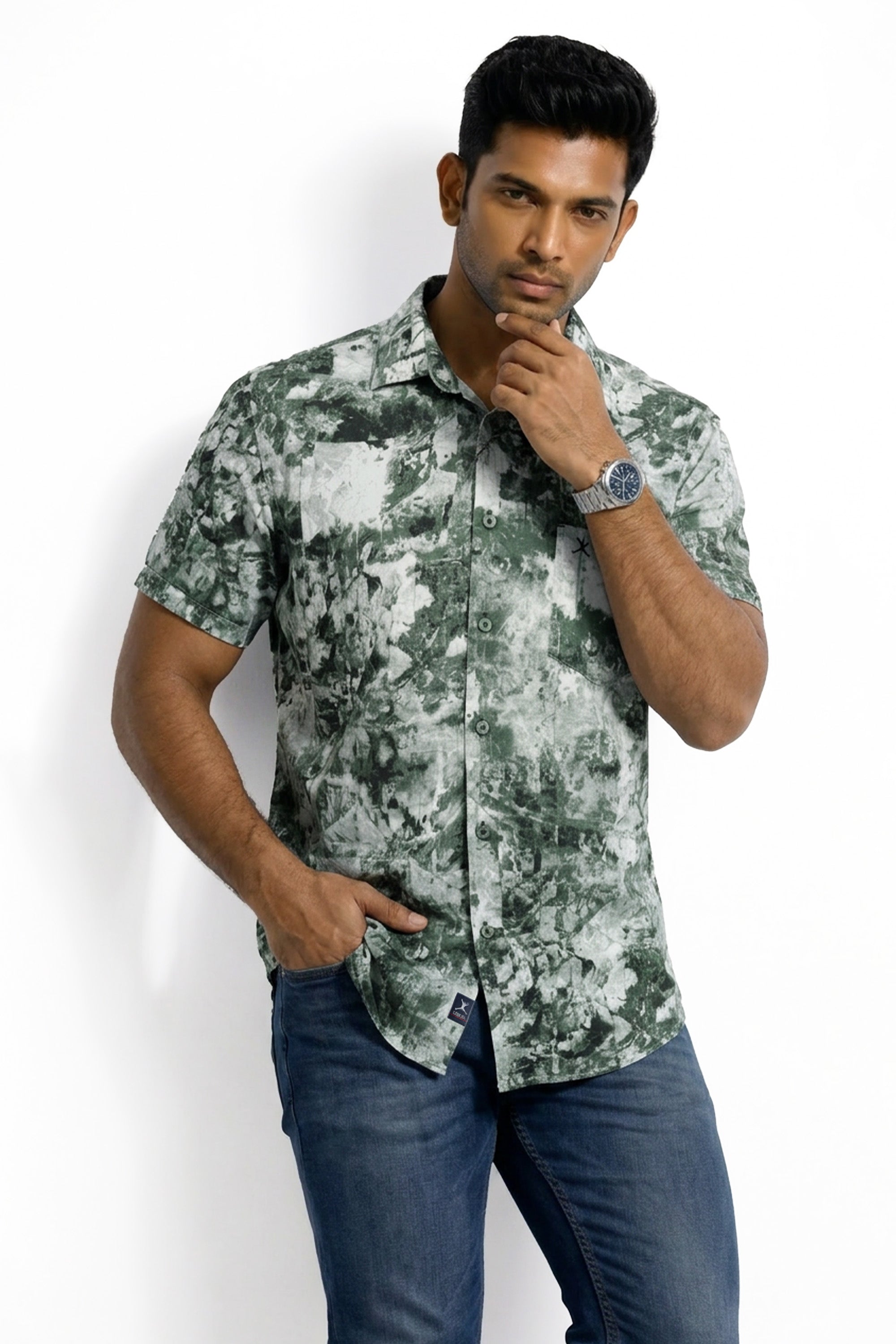 Slim Fit Cotton Printed S/S Shirt