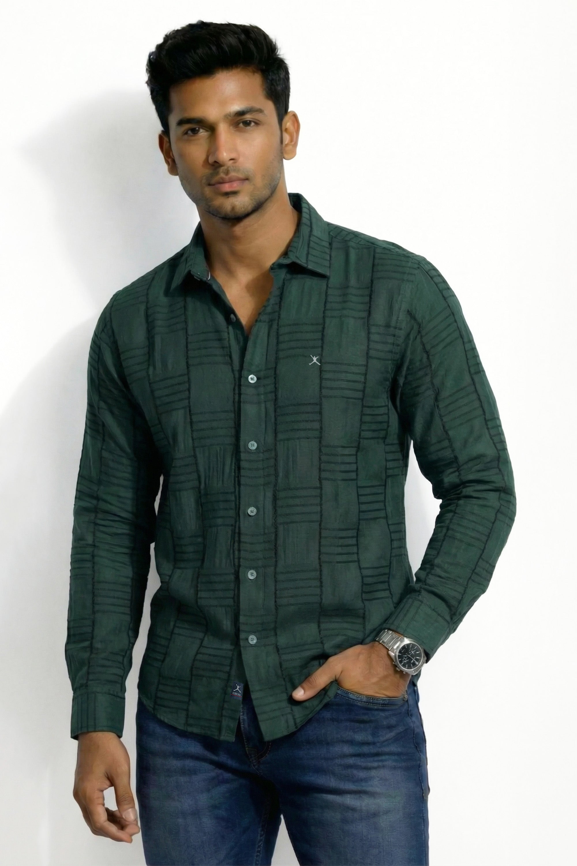 Slim Fit Cotton Plain L/S Shirt