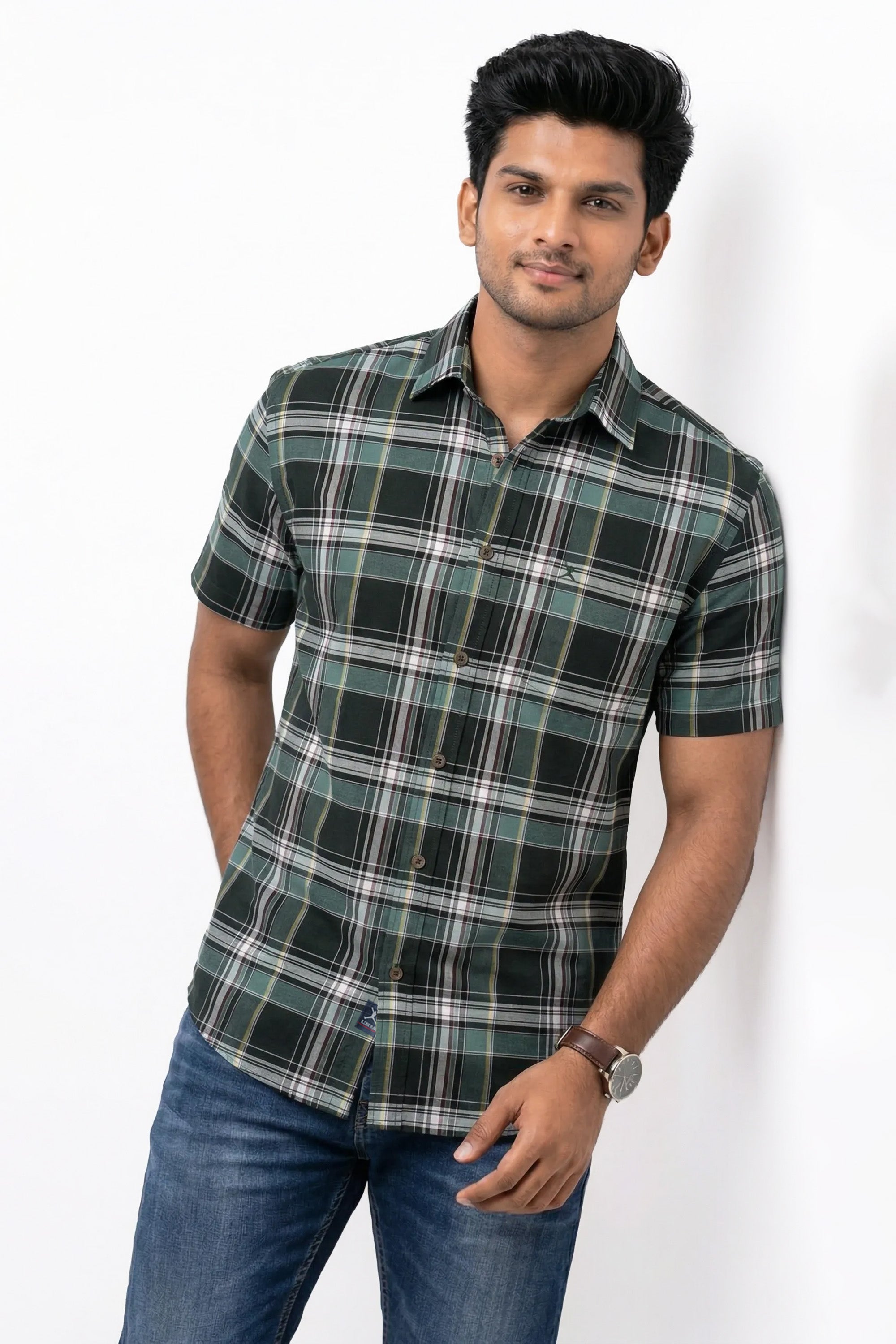Slim Fit Cotton Checks S/S Shirt