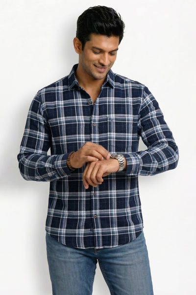 Slim Fit Cotton Checks L/S Shirt