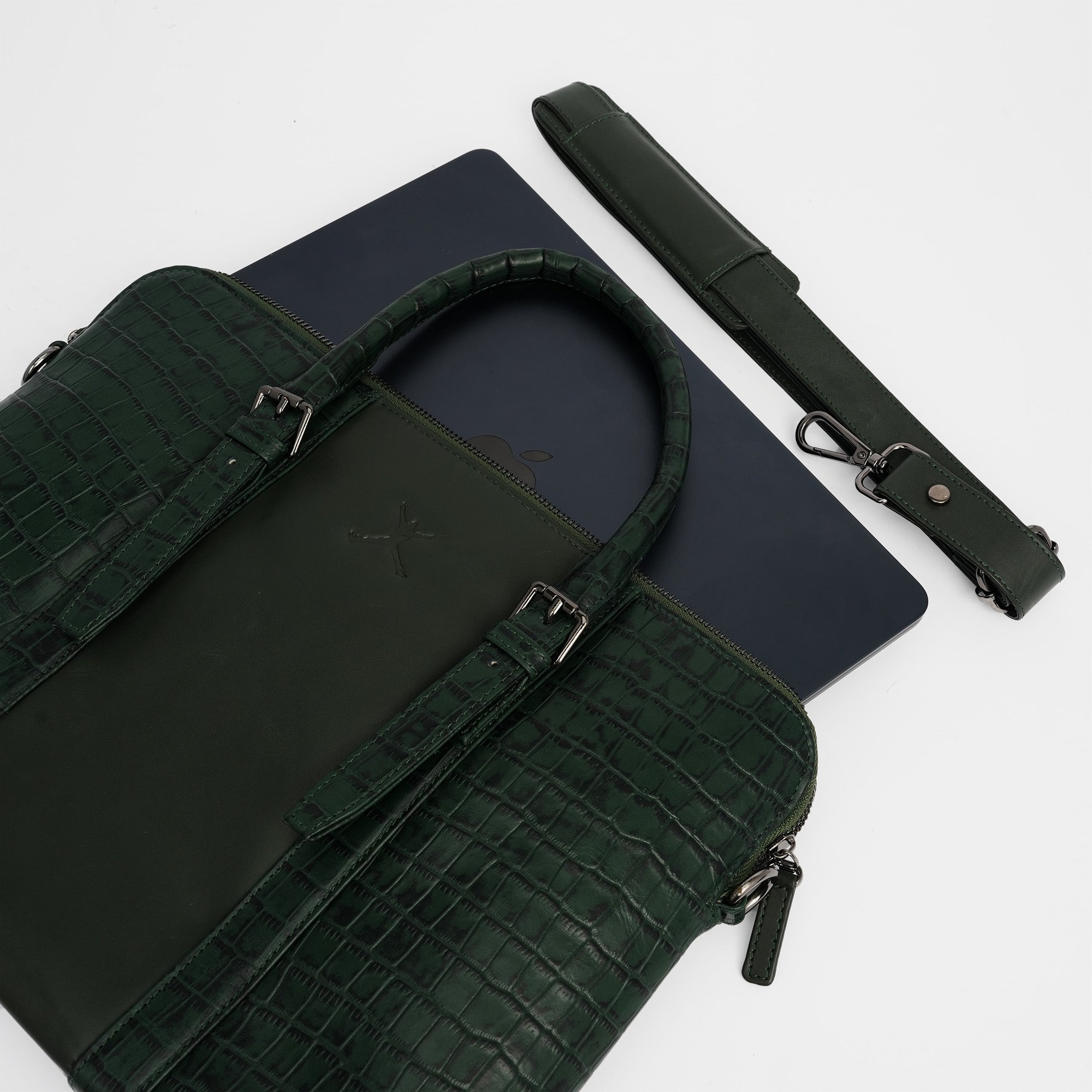 Italian Leather Executive Bag - Green
