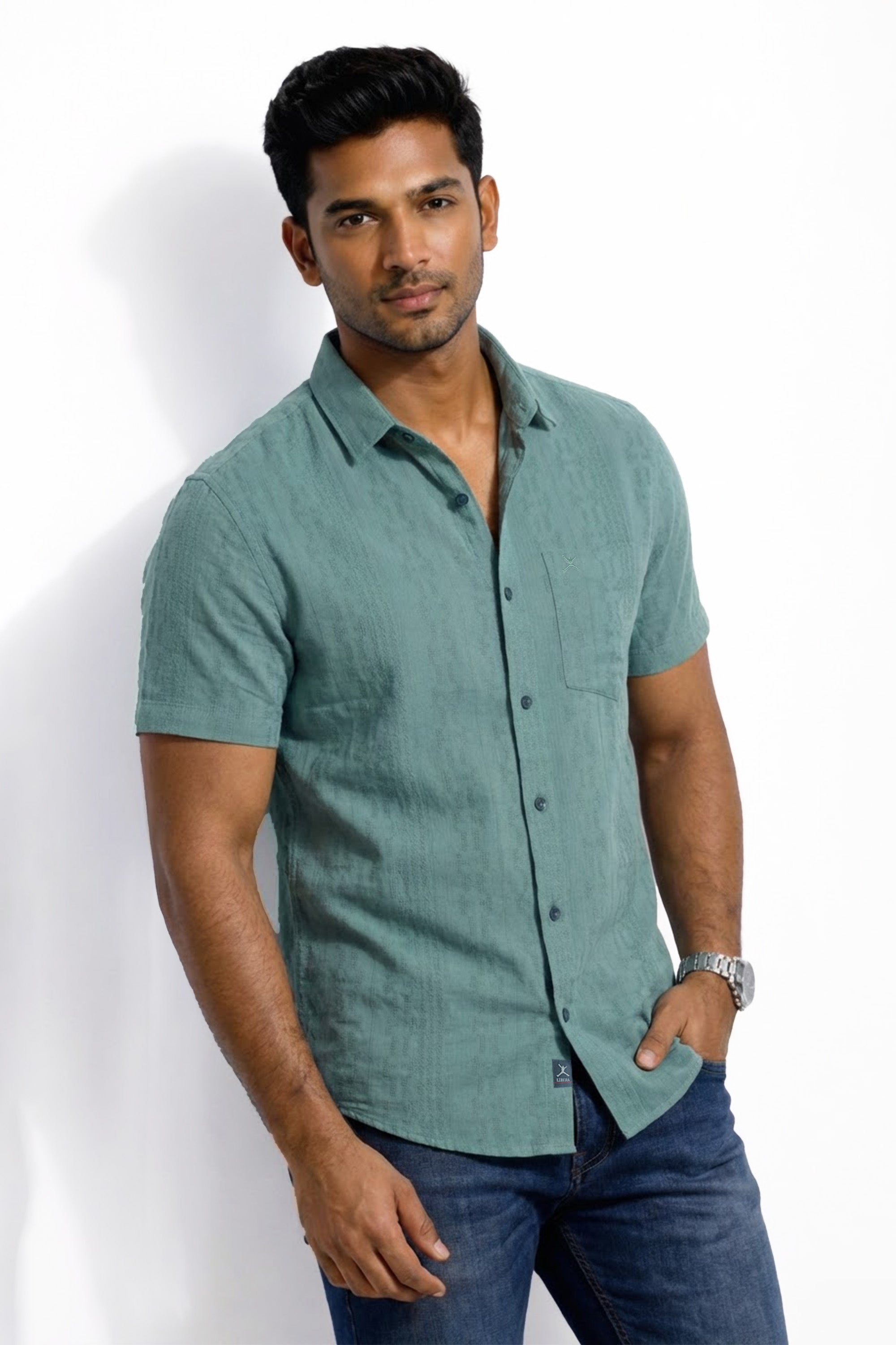 Slim Fit Cotton Plain S/S Shirt