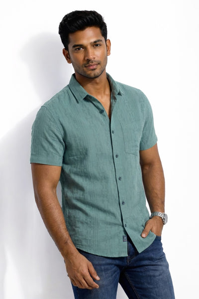 Slim Fit Cotton Plain S/S Shirt