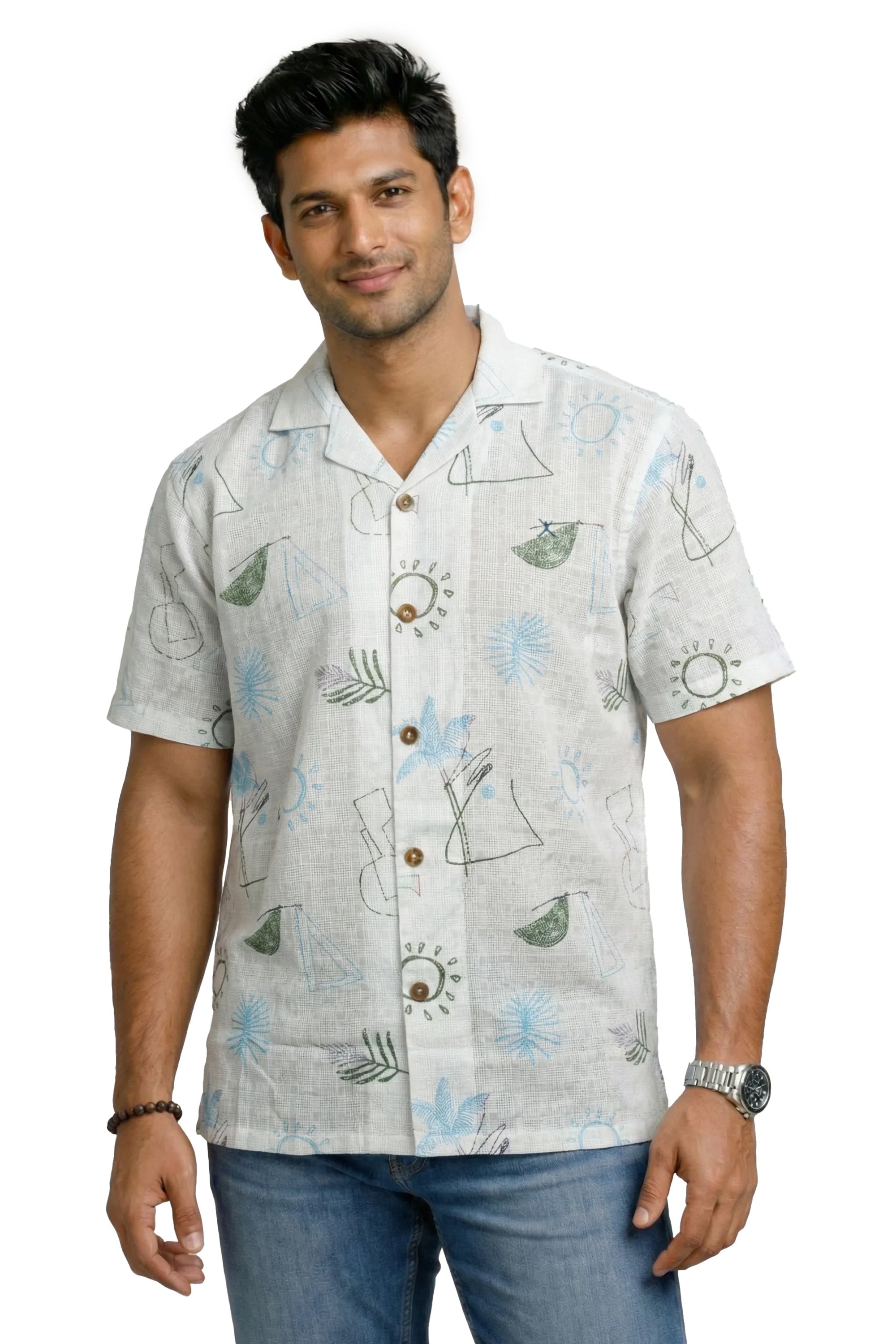Slim Fit Cotton Printed S/S Shirt