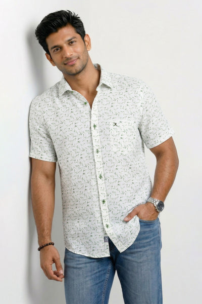 Slim Fit Cotton Printed S/S Shirt