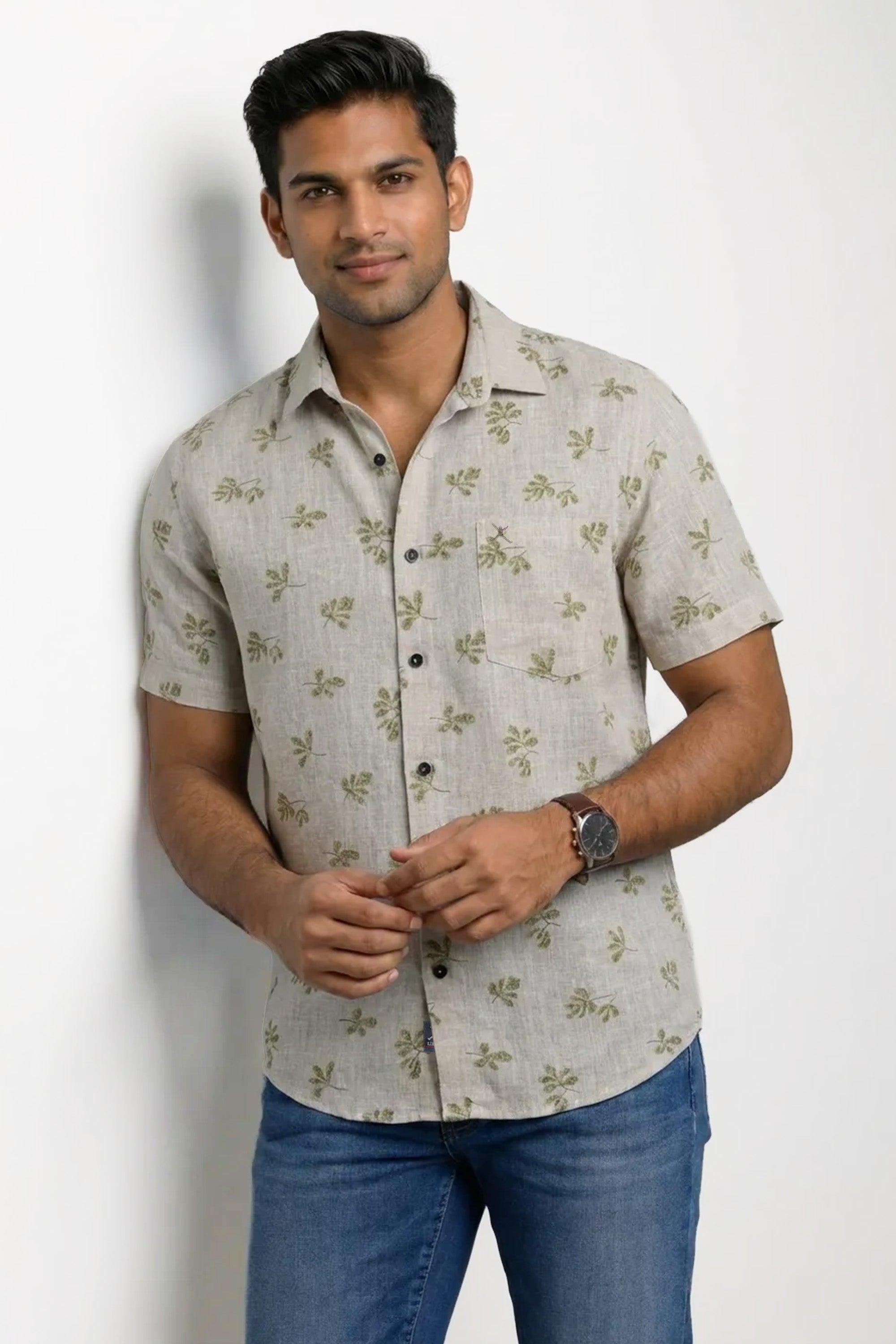 Slim Fit Cotton Printed S/S Shirt
