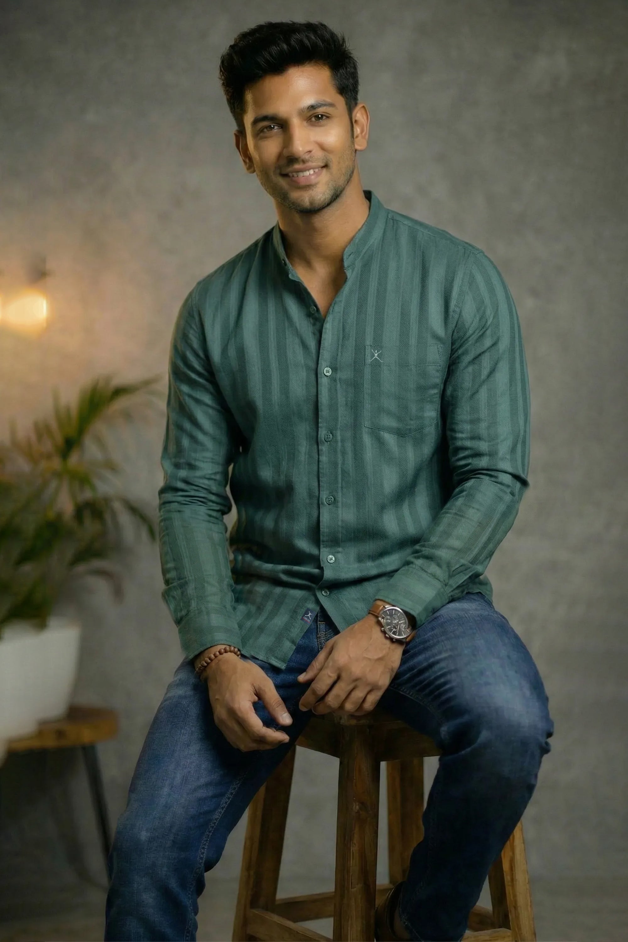 Slim Fit Cotton Plain L/S Shirt