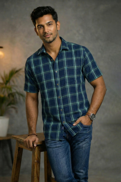 Slim Fit Cotton Checks S/S Shirt