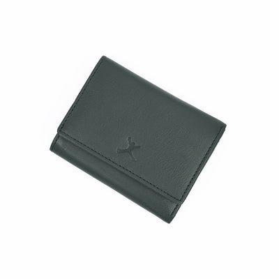 Italian Leather Ladies Tri Fold Wallet - Green
