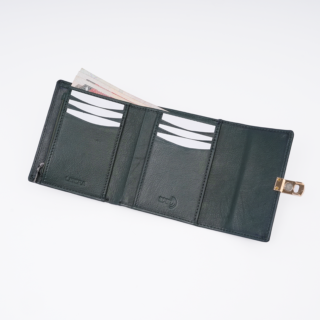 Italian Leather Ladies Wallet - Green