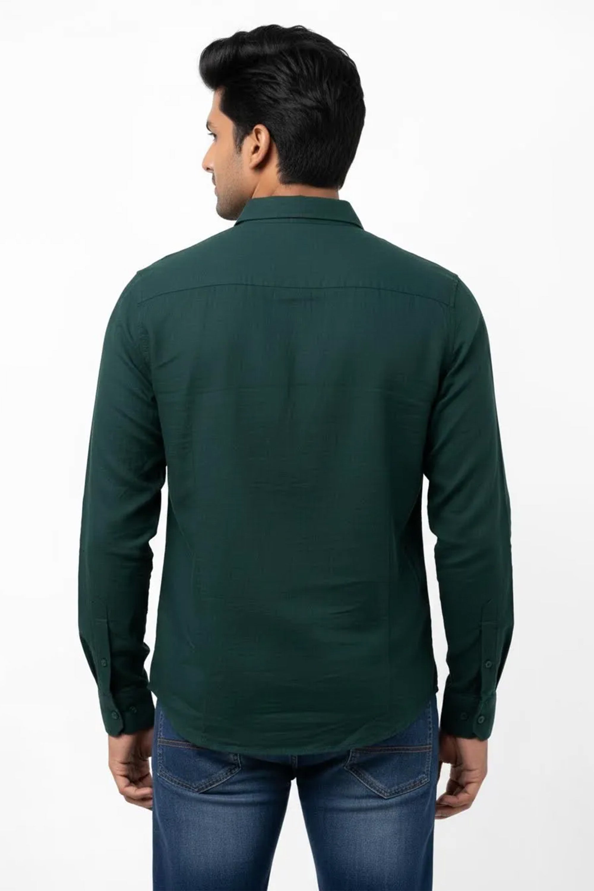 Slim Fit Cotton Linen Plain L/S Shirt